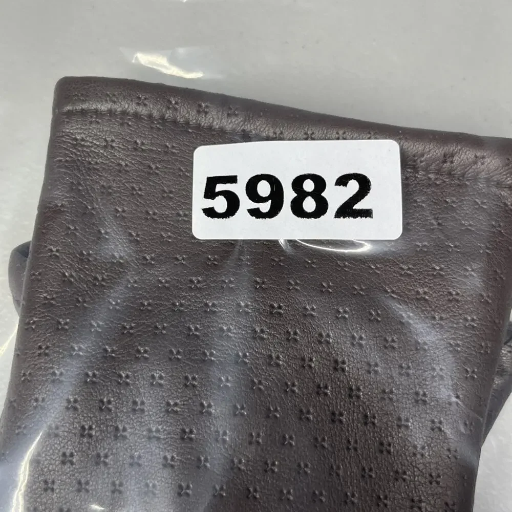 Perforated Leather Fleece Lined Gloves Brown Womens One Size Classic